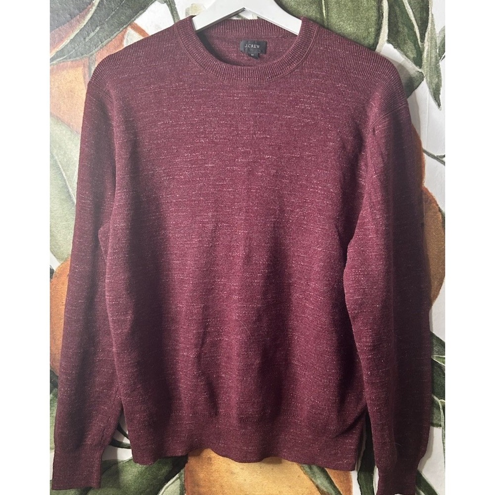 J. CREW Jumper Men's Medium Heather Red Pullover Crew Neck Stretchy Casual